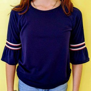 Girl's Arizona Navy Bell Sleeve French Terry Top